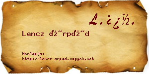 Lencz Árpád névjegykártya